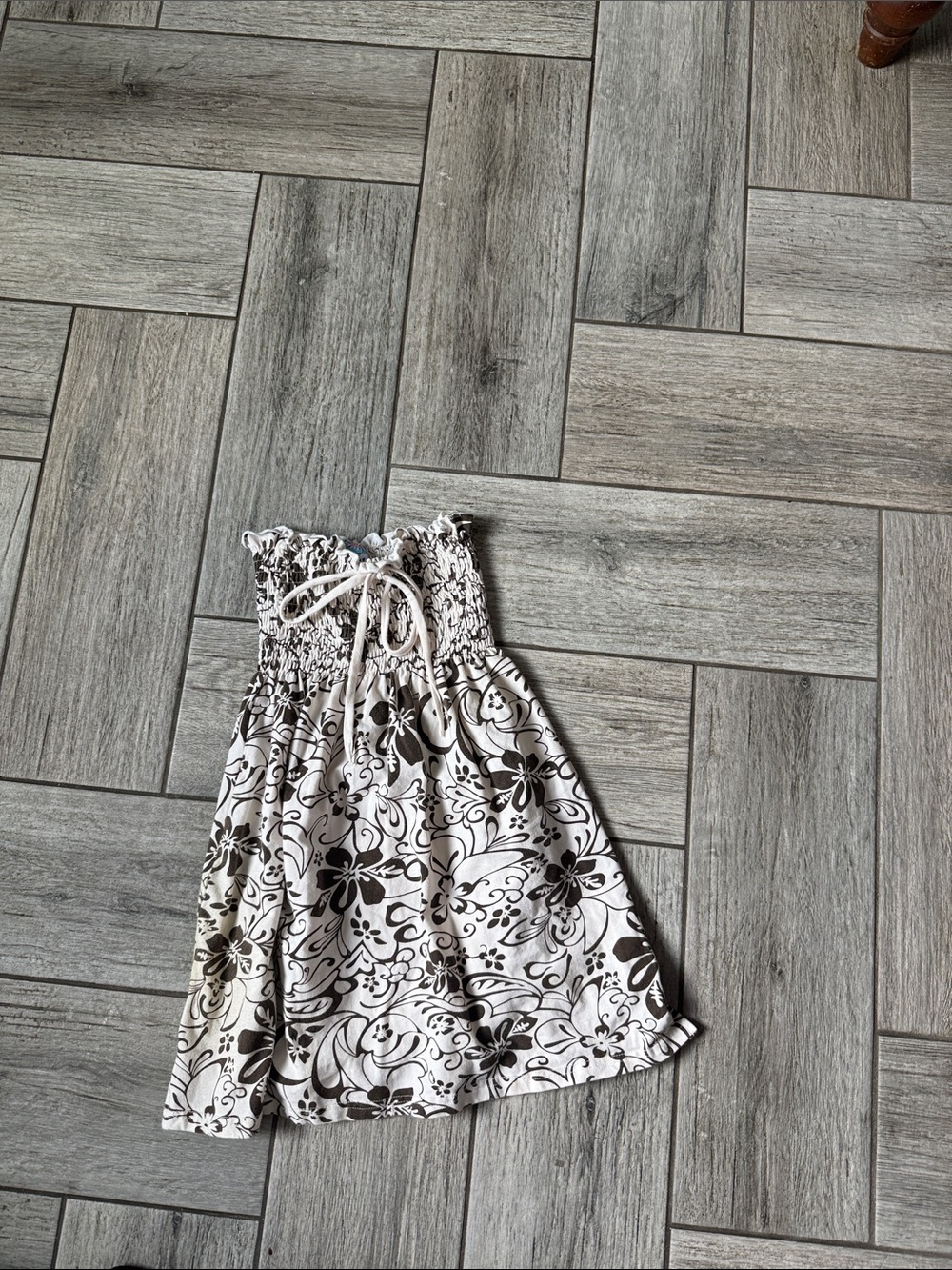 Smocked Floral Tube Dress for Kids - Black & White